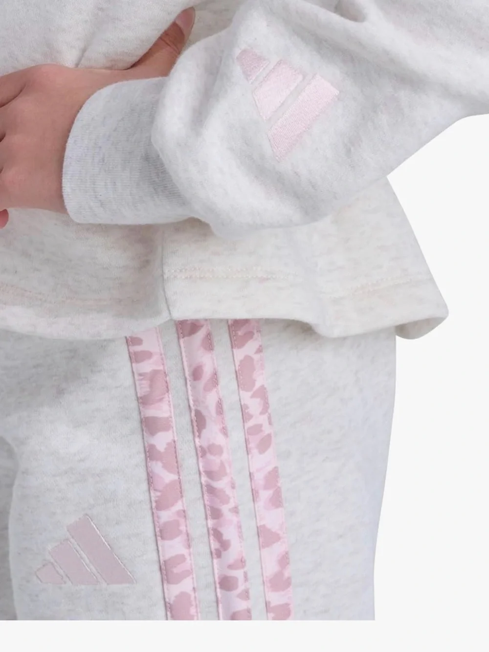 adidas Cream and Pink Girls' Peplum Pullover Pajama Set